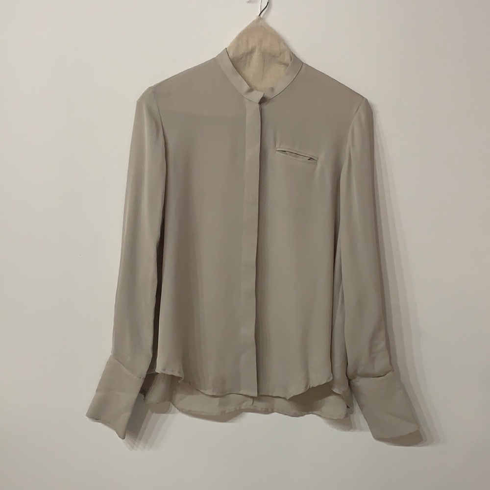 Beige Gary Graham Silk Georgette Shirt!